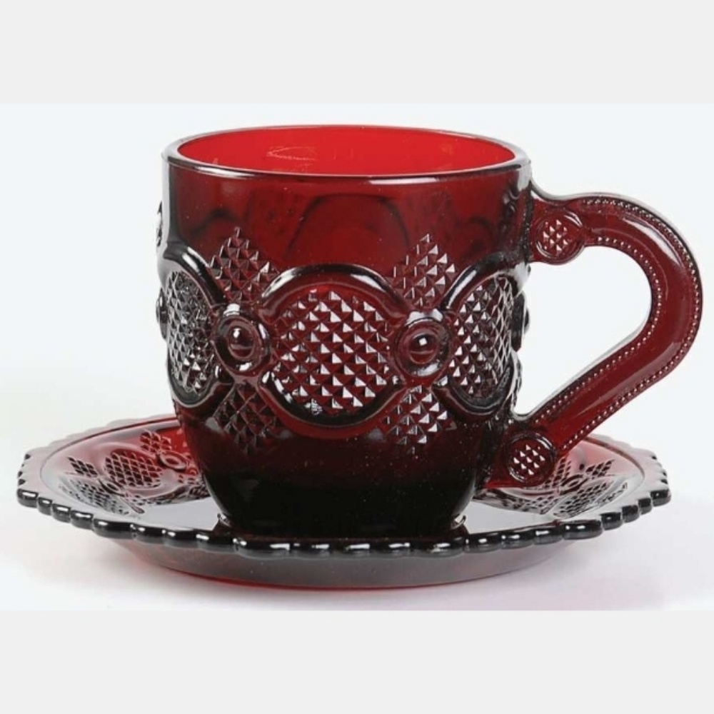 Avon Cape Cod Ruby 2 cup and saucer sets